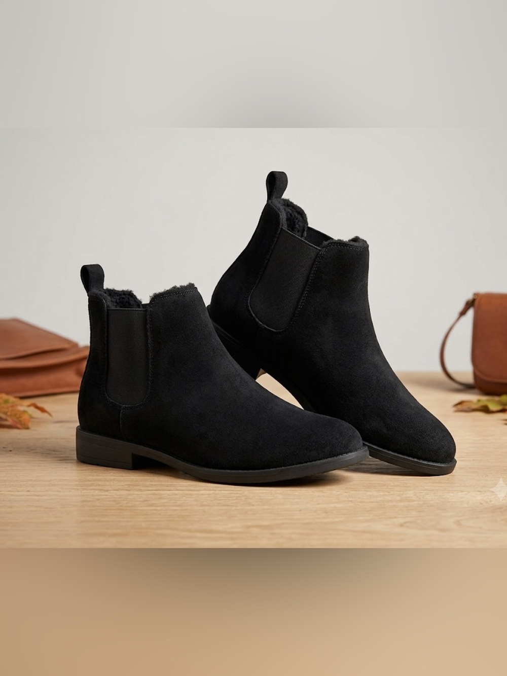 H&M Black Suede Chelsea Ankle Boots